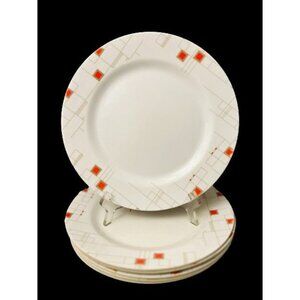 Set of 6 Vintage Mid Century Melamine Plates Geometric Design - 11"